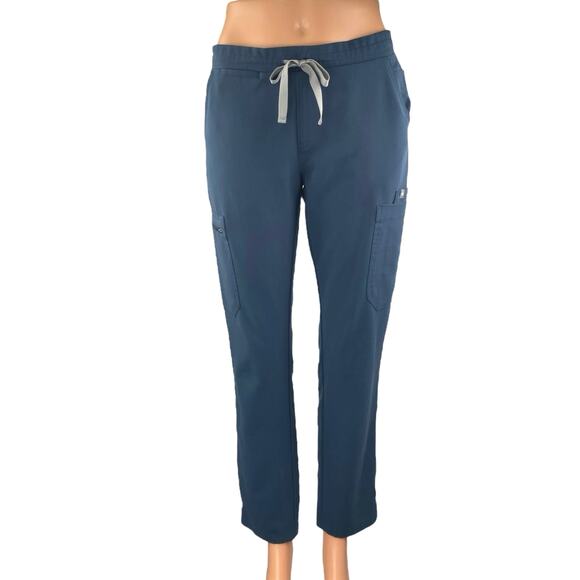 Figs Women's Blue Drawstring Cargo Straight Nurse Medical Scrub Pants Size XS - Picture 1 of 5